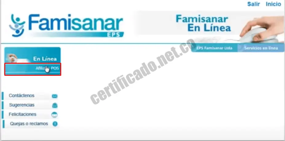Procedimiento de descarga del Certificado de afiliación EPS Famisanar