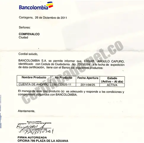 Descarga del certificado Bancolombia en su página web