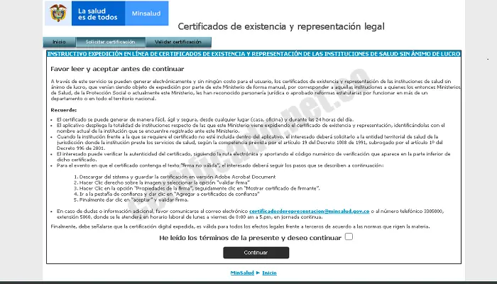 Certificado De Existencia Y Representación Legal De Las Instituciones De Salud
