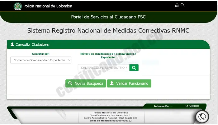 Portal de Sistema de Registro Nacional Medidas Correctivas