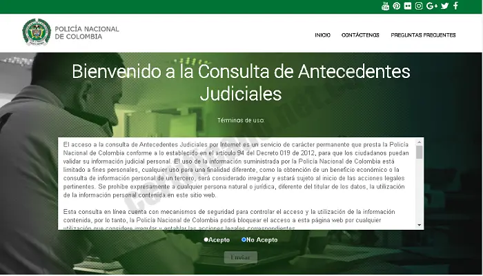 Portal Web para solicitar el certificado de antecedentes judiciales