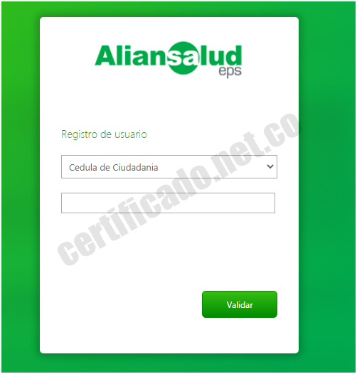 Registro para sacar el certificado AlianSalud